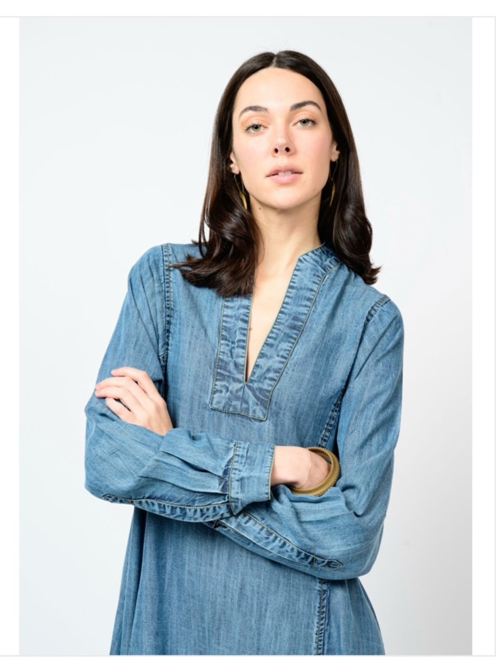Uncle Frank Blue Denim Midi Dress with Side Slits and pockets! NWT Small - Picture 4 of 14